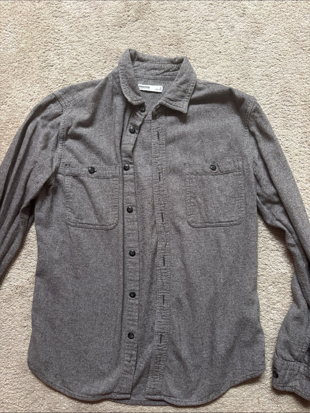 Sonoma Heathered Gray Button-Up Shirt